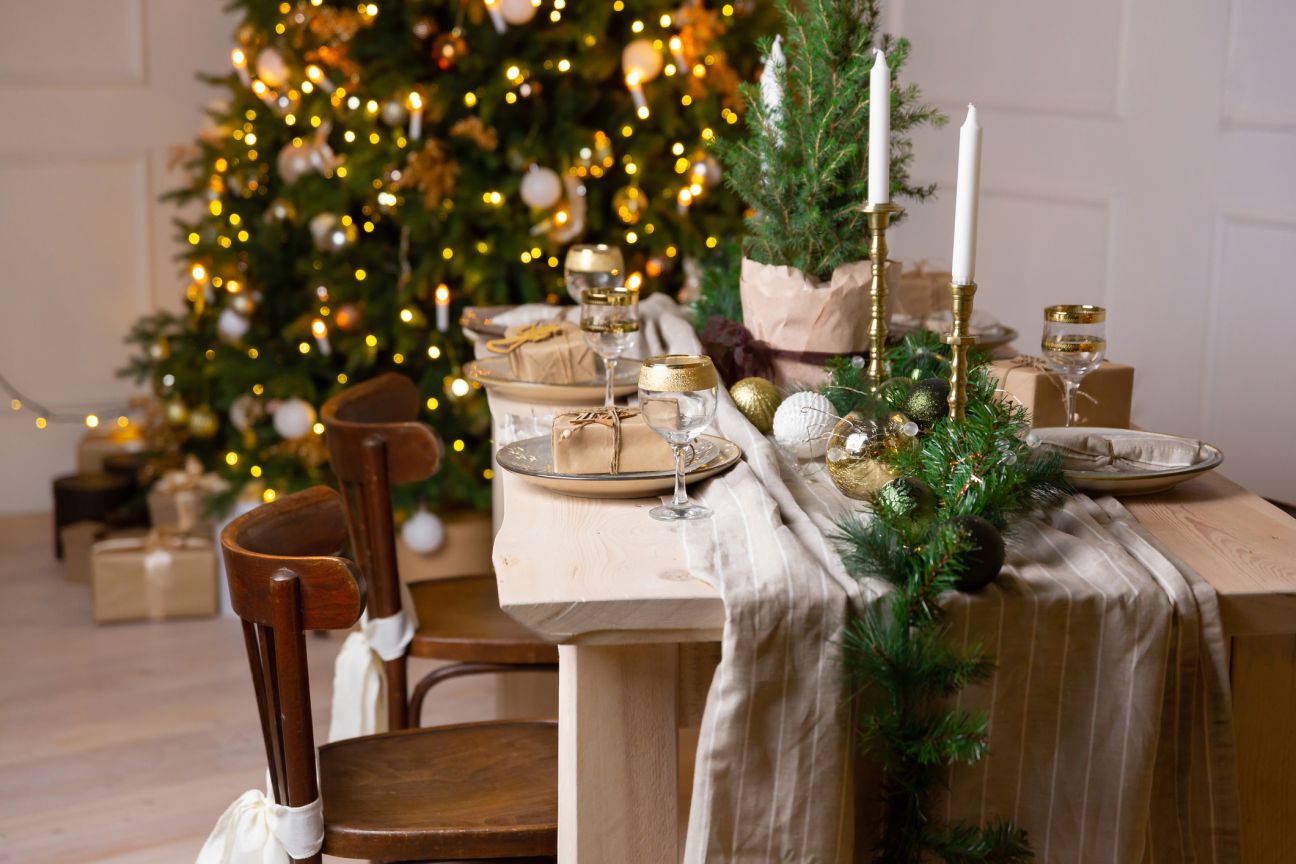 Christmas festive table setting