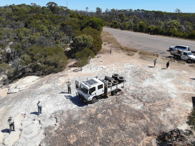 Rangers winched 18 tyres from the base of the lookout.