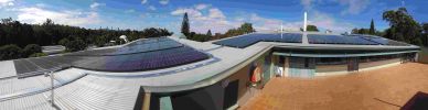 Photo of solar panels on the roof of the Queensland Herbarium building