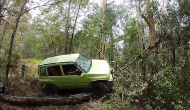 Photo of the men driving over small trees and disturbing culturally significant ground. Both men pleaded guilty to all charges.
