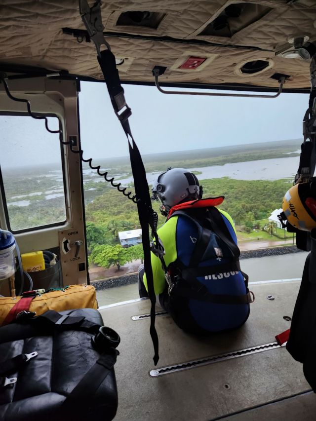 Photo of police conducting an air and water search.