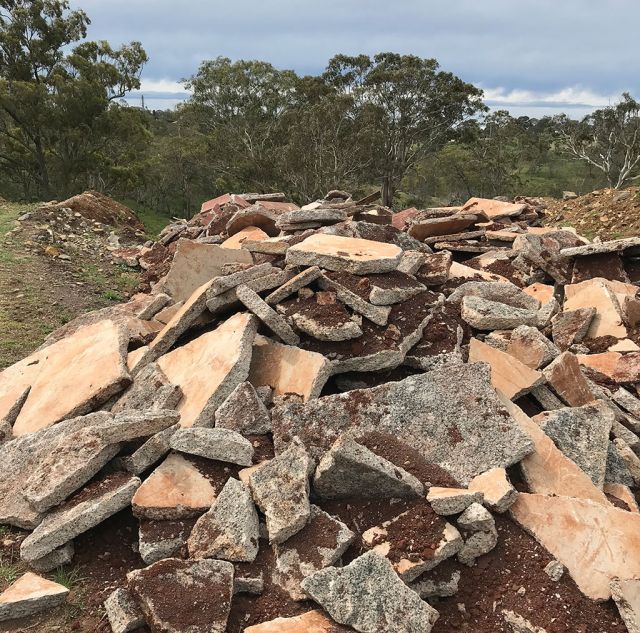 Pile of concrete waste