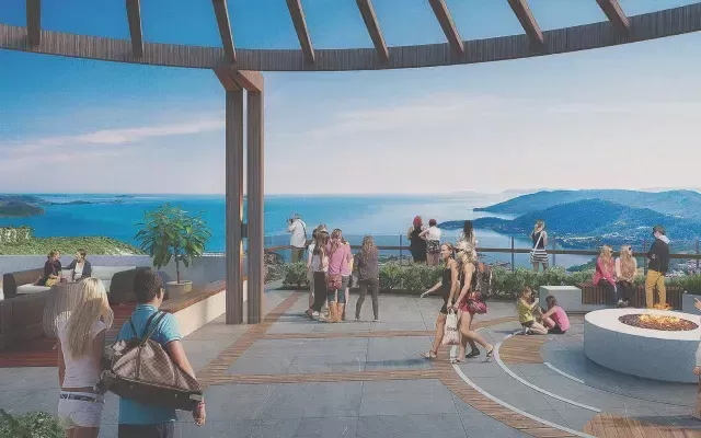 3D rendering of revamped lookout overlooking a valley