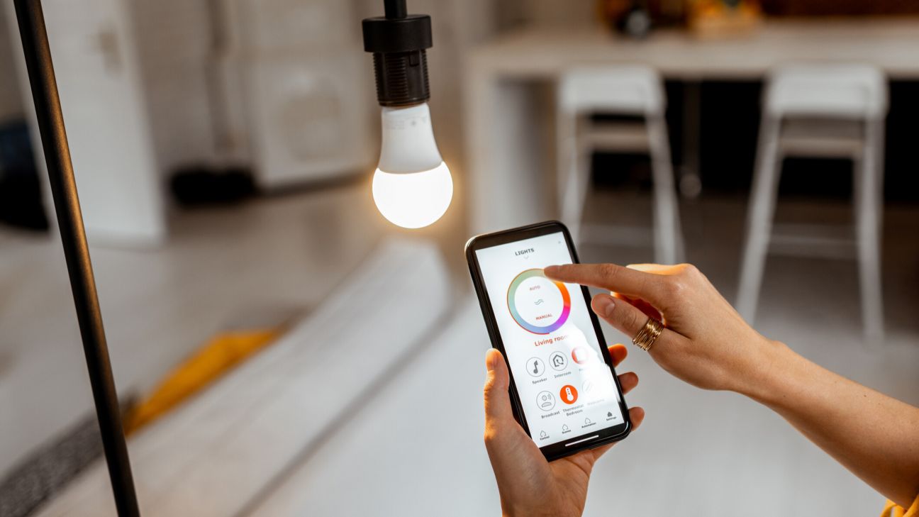Modern interior lit with energy-efficient lamps and dimmable lighting.