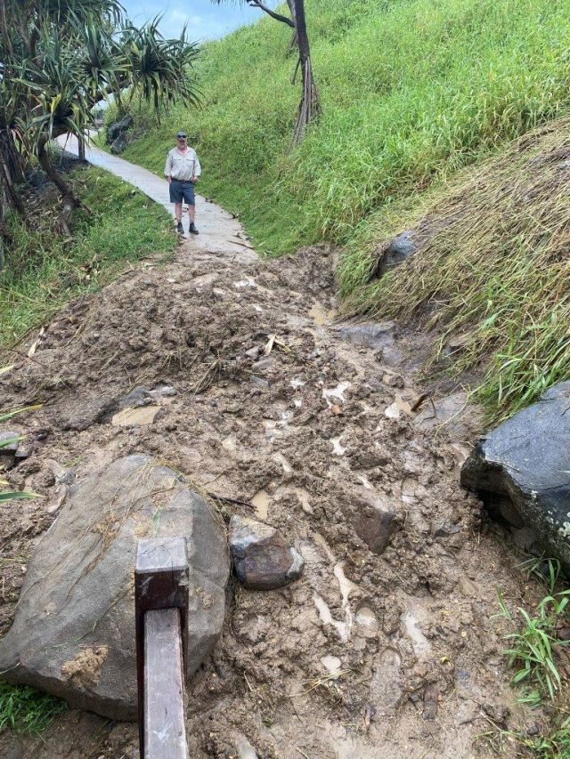 Rangers and contractors will remove displaced boulders from along the Oceanview Track.