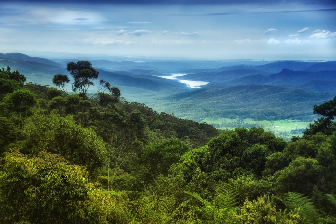 Views over Lamington National Park to Hinze Dam in Queensland's Gold Coast hinterland