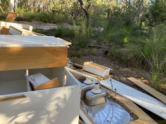 Photo of dumped kitchen discovered by rangers in April.