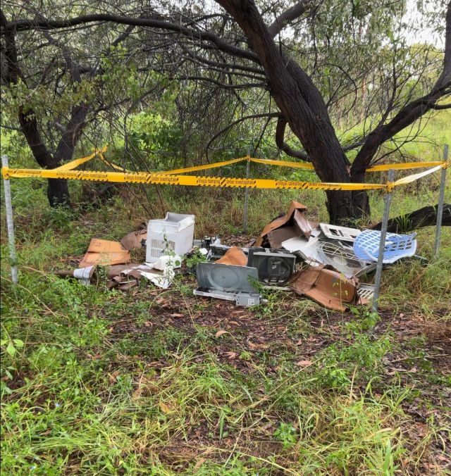 Photo of cordoned off waste in the conservation park