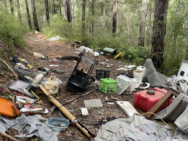 The man left a lot of rubbish behind for rangers to clean up.