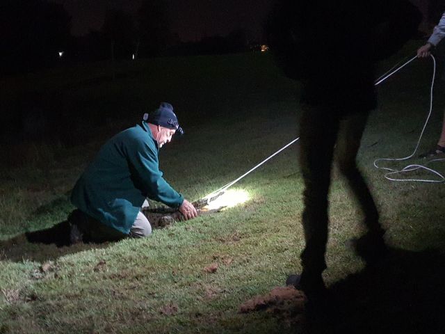 Photo of the crocodile being caught by using a noose which is a direct capture method.